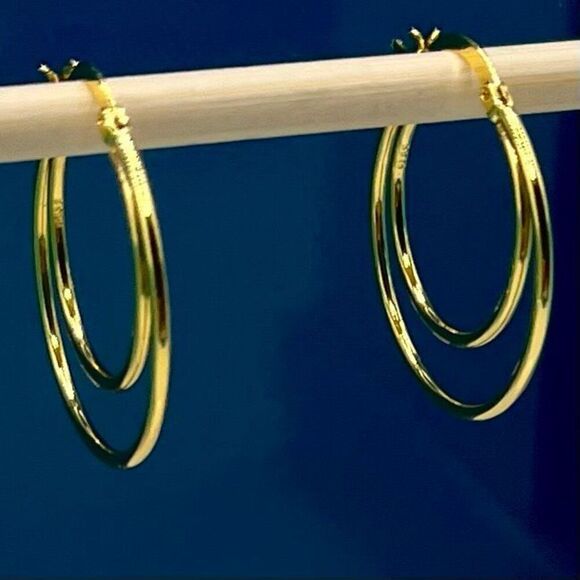 BBH Gold Vermeil Double Hoop Earringd - Picture 1 of 10